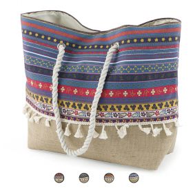 Borsa mare con manici in corda e nappe