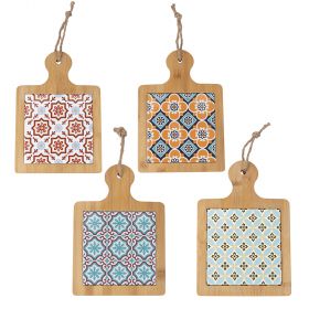 Tagliere quadrato, in ceramica e bambù, 29x20 cm, Valladolid