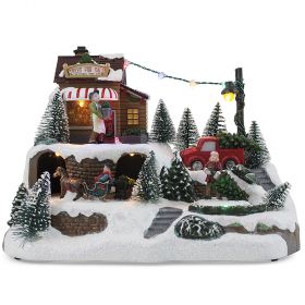 Villaggio natalizio con musica e led 23,5x16x17 cm, Santa's House