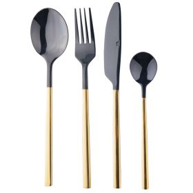 Set 24 posate black manico gold finitura lucida, Stylo