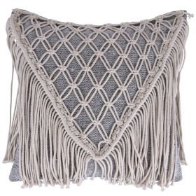 Cuscino arredo frange intrecciate 45x45 cm, Macramè
