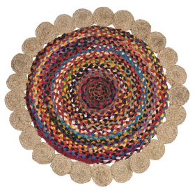 Tappeto Ø 90 cm in cotone e juta, Encanto Multicolor