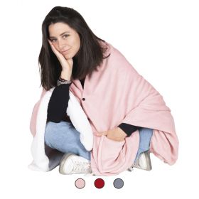 Poncho in sherpa e coral fleece con bottoni e tasche, taglia unica, LeFlaf