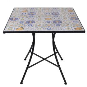 Tavolo quadrato da esterno 70x70 cm in ferro e ceramica, Tuscany Esté