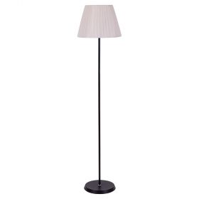 Lampada piantana nera h. 145 cm in ferro, paralume avorio in tessuto, Sibilla