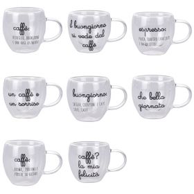 Tazzina caffè 80 ml in vetro incamiciato borosilicato, Motivy & Pensieriny