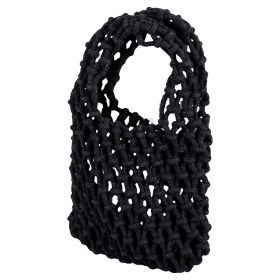 Mini bag da spiaggia, intrecciata 15x30 cm, nero, Macramè