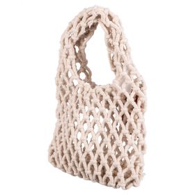 Mini bag da spiaggia intrecciata 15x30 cm, sabbia, Macramè