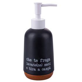Dispenser sapone liquido 300 ml in gres base in legno, S.P.Q.eRe