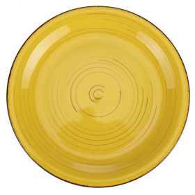 Piatto piano giallo in stoneware, Lipari