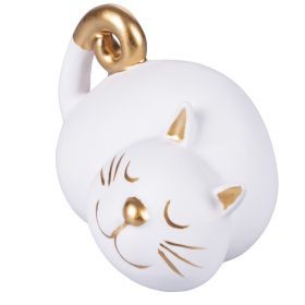 Gattino decorativo grande in ceramica, Gold XMas