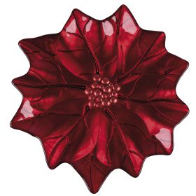 Piatto/centrotavola stella di Natale in vetro Ø28 cm, rosso, Sibilla