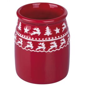 Portautensili natalizio in ceramica, Red Xmas