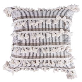 Fodera per cuscino arredo marrone e beige 45x45 cm, Macramè