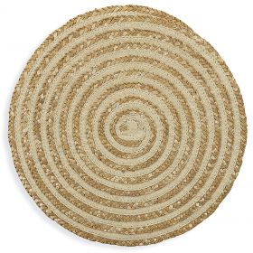 Tovaglietta tonda in treccia di paglia di grano e carta, Spiral Crema