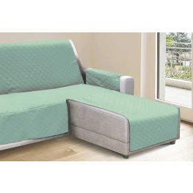 Copridivano verde salvia 3 posti con penisola reversibile 240x305 cm, Sibilla