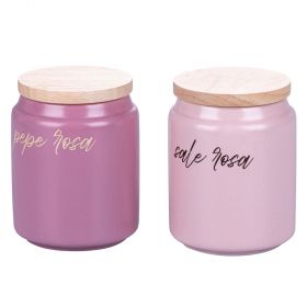 Set 2 barattoli spezie pepe e sale rosa