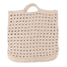 Borsa baguette uncinetto beige, doppio manico corto, Crochet
