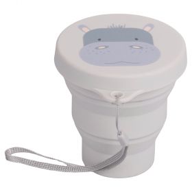 Bicchiere pieghevole 200 ml, in silicone, decoro ippopotamo, Les petites Safari