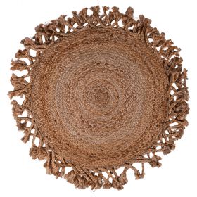 Tappeto tondo in juta con frange, Ø90 cm, Simple