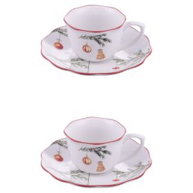 Set 2 tazzine caffè con piattino 100 ml in porcellana, Rametto