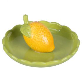 Piattino decorativo tondo in ceramica, design limone, Fruit Life