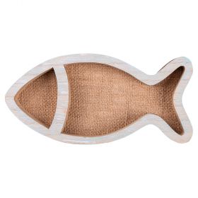 Pesce svuota tasche/appendino in legno e juta, Ocean