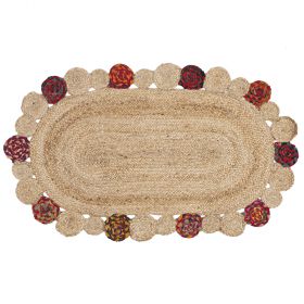 Tappeto ovale 70x120 cm in juta e cotone, Encanto Multicolor