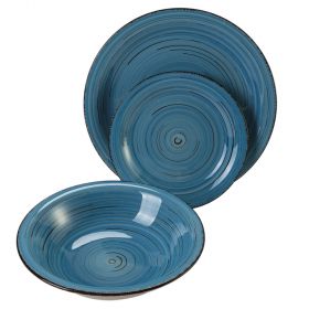 Servizio piatti 3 pezzi in stoneware, Lipari Blu