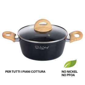 Casseruola con coperchio 24 cm, finitura ruvida, induzione, Fuji SìChef
