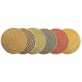 Tovaglietta tonda in treccia di paglia di grano e carta, Spiral Color