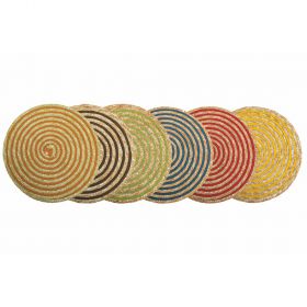 Tovaglietta tonda in treccia di paglia di grano e carta