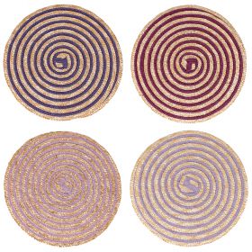 Tovaglietta tonda in treccia di paglia di grano e carta, Spiral Provence