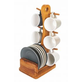 Set 6 tazzine caffè in gres con stand