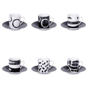 Set 6 tazzine 90 ml con piattino, The Black Mood