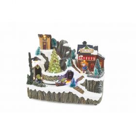 Villaggio natalizio con musica e led 23x15,5x17,5 cm, Santa's House