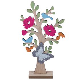 Albero decorativo in legno, farfalla in feltro, La Campagna