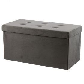 Panca contenitore multiuso effetto velluto grigio, Sibilla