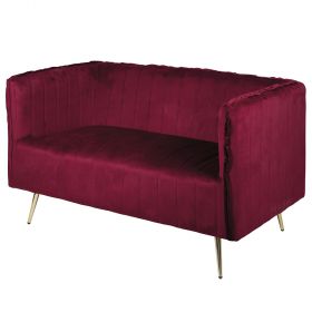 Divano 2 posti bordeaux 126x75x82 cm effetto velluto, Sibilla