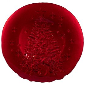 Piatto rosso in vetro, decoro albero di Natale, Elegance
