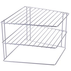 Mesola angolare 2 ripiani in ferro 24,5x23,5x20 cm, silver