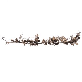 Ramo decorativo natalizio oro con pigne e bacche l. 120 cm, XMas Garden