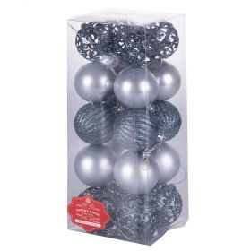 Set 20 palle di Natale blu/argento assortite Ø 6 cm