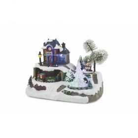 Villaggio natalizio con musica e led 23,5x16x17 cm, Santa's House