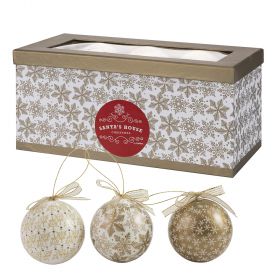 Set box 14 palle di Natale oro decoro fiocco di neve, Santa's House