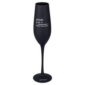 Flûte 210 ml in vetro opaco con scritta, nero, Victionary