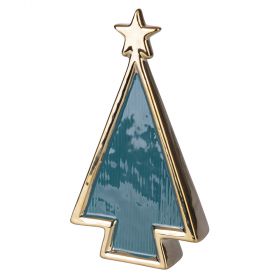 Albero decorativo ottanio e bordo oro in ceramica, Gold XMas