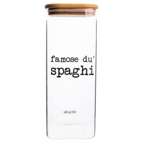 Barattolo spaghetti 1,92 L in vetro, coperchio in bambù, S.P.Q.eRe