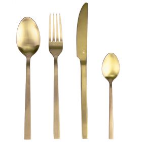 Set 24 posate in acciaio inox opaco, oro, Lexington