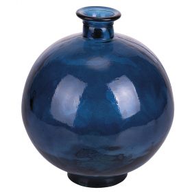 Vaso arredo blu in vetro riciclato h. 27 cm, Opera Sibilla